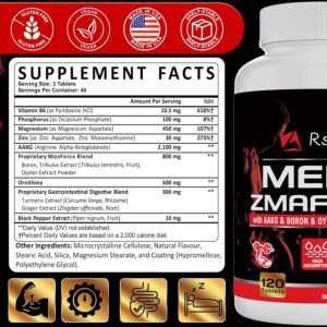 ZMAFORCE Supplements for Men — Male Enhancing Supplement for Testosterone Booster*, Energy, Post Workout & Muscle, Zinc Supplements with Magnesium, AAKG, Tribulus Terrestris, 120 Tablets
