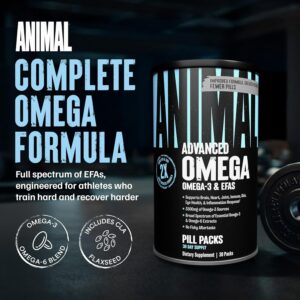 Animal Advanced Omega 3 Fatty Acids – 3500mg EPA DHA Fish Oil Omega 3 Supplement for Women & Men High Potency Blend with CLA GLA ALA for Brain Skin Eye Immune Joint Health 30 Pill Packs