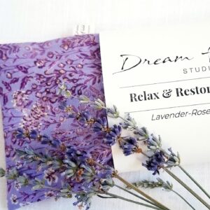 Handcrafted Lavender Eye Pillow – Organic Aromatherapy, Weighted Flaxseed Design, Warm or Cool Use | Violet Watercolor Floral