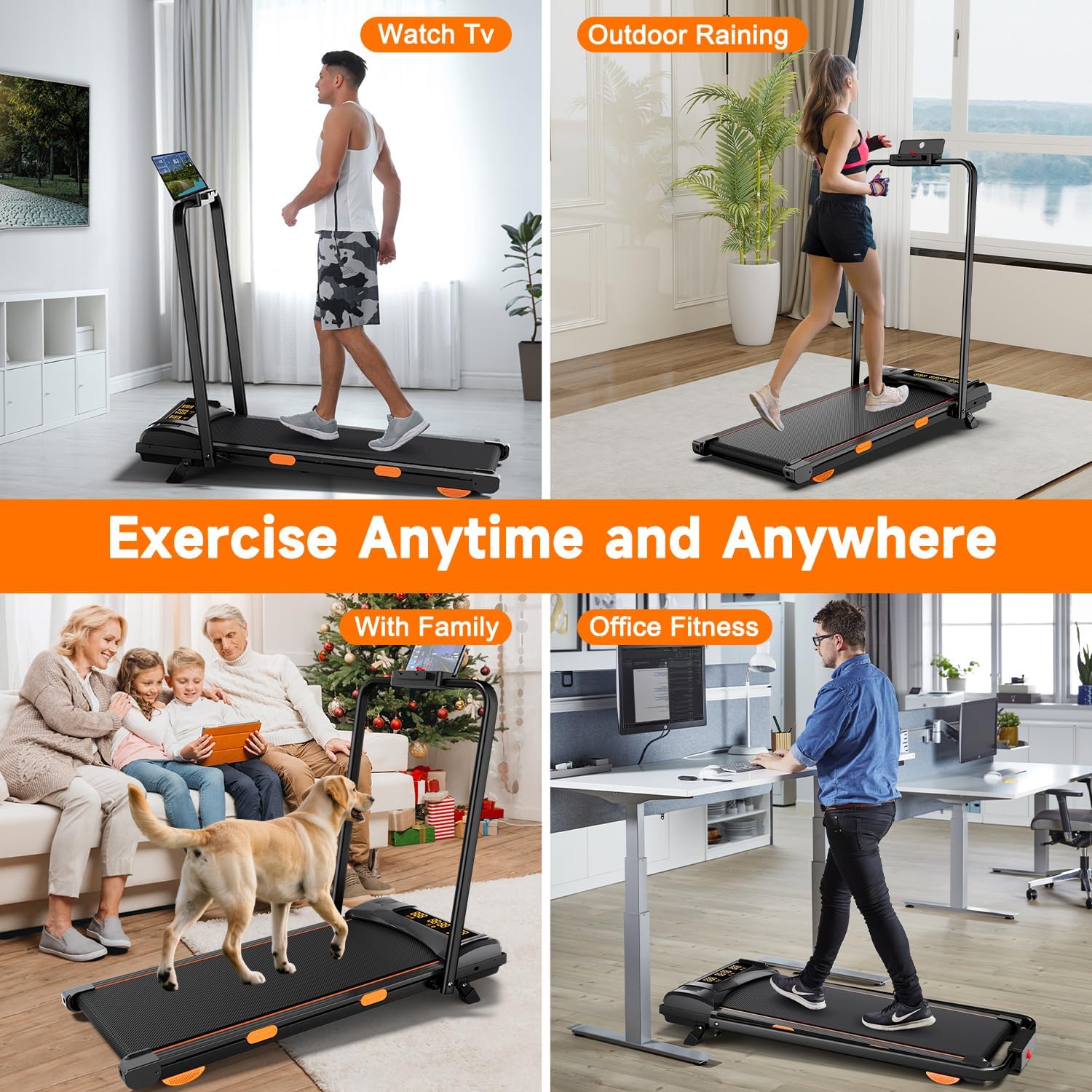 6% Incline Walking Pad with Handle Bar,Compact and Foldable Treadmill for Home and Office,2.5 HP Quiet Under Desk Treadmill with 300lbs Capacity,Big Led Display and Double Deck Cushioning - Image 9