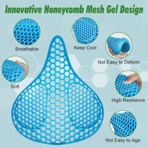 Zacro Wide Bike Seat Cushion – Honeycomb Gel Bike Seat Cover for Men & Women Comfort, Extra Soft Padding Bicycle Saddle fit for Peloton, Spin Stationary Exercise, Mountain Road Cycling Bike
