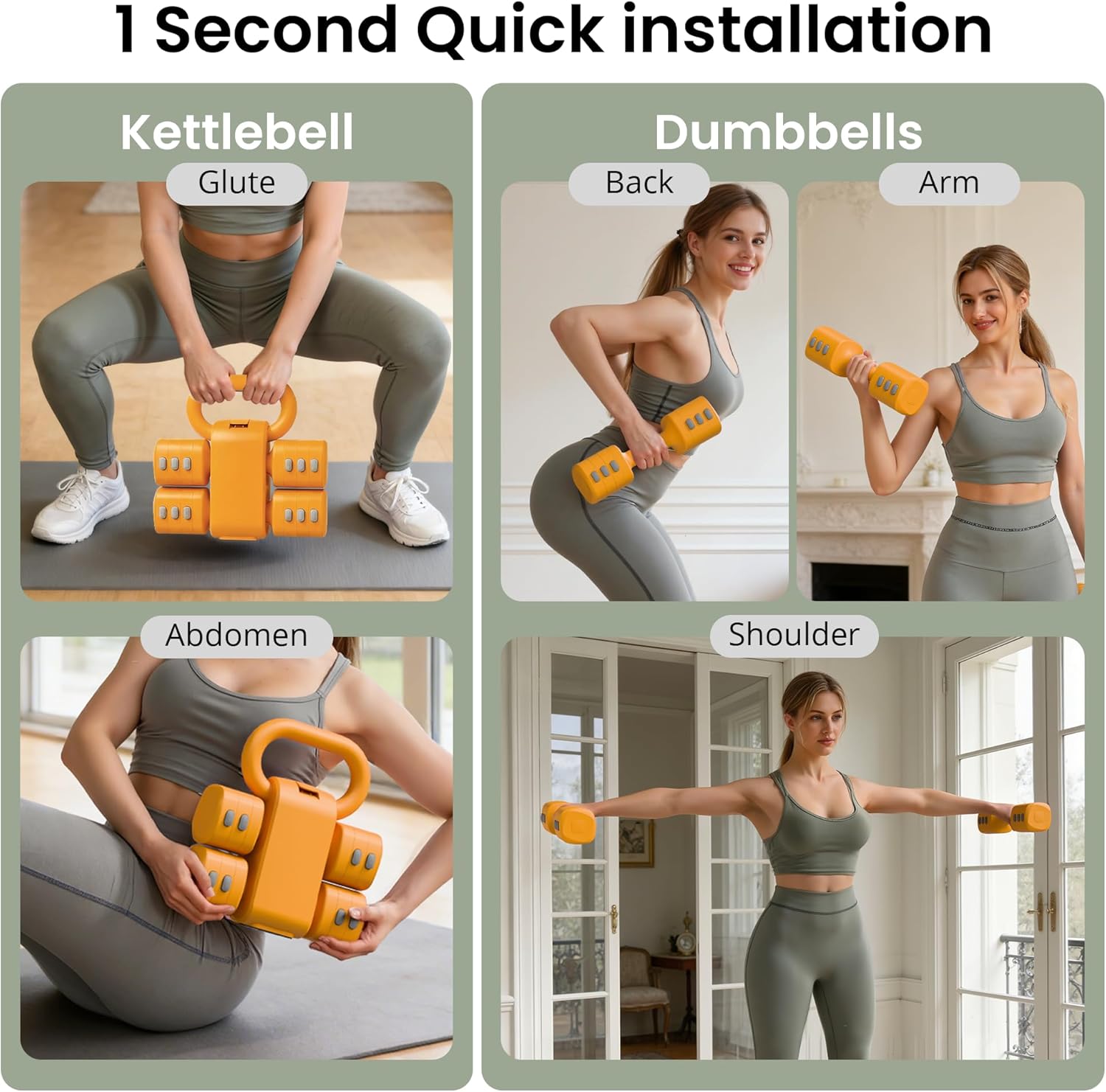 2-in-1 Adjustable Dumbbells & Kettlebell Set, 4 Levels Weight Quick Change(2.2 3.3 4.4 5.5 lbs), for Women Home Gym Exercise Training, with Complimentary Non-slip Touch Fastener. - Image 6