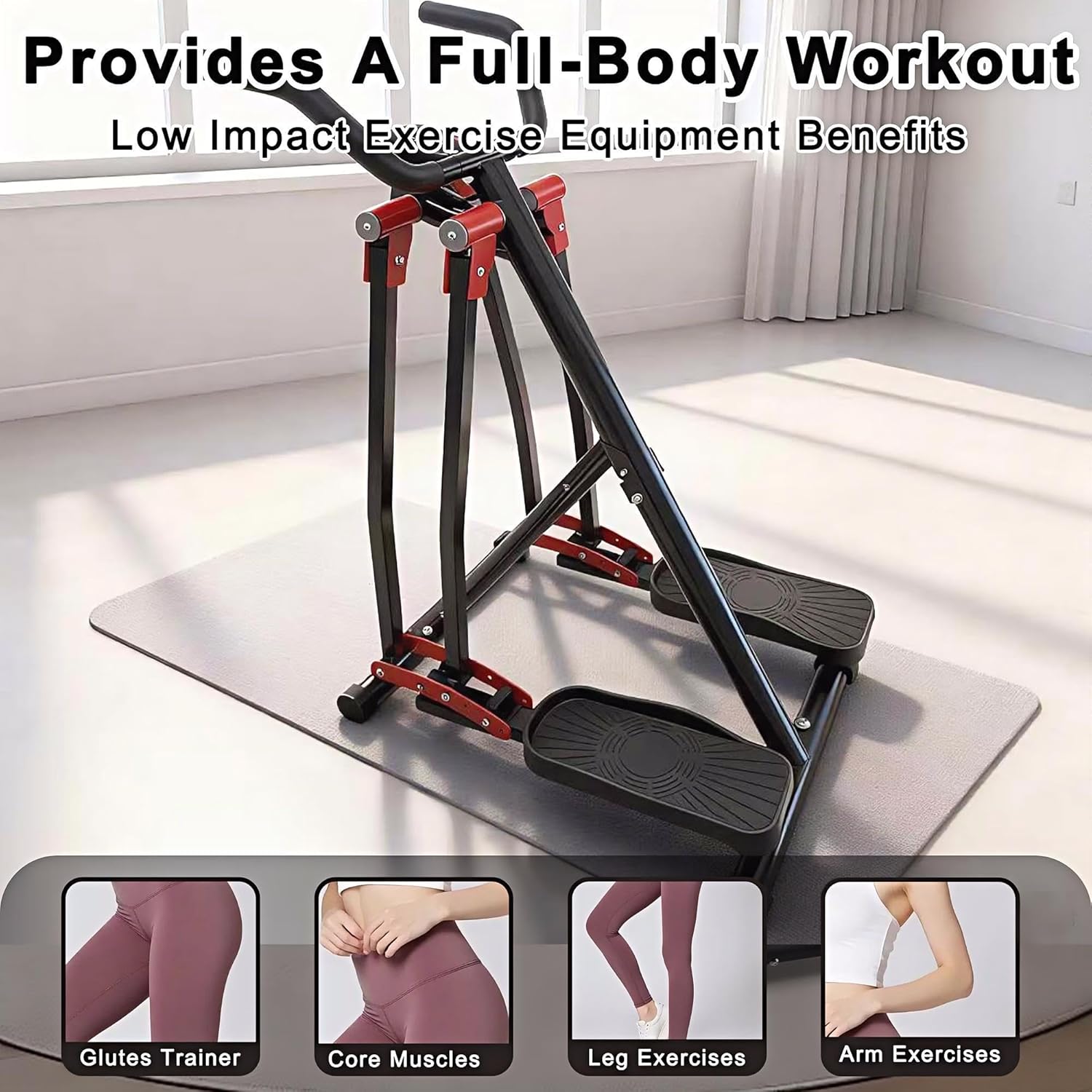 KINMAC Air Walking Elliptical Exercise Machine - Foldable Low-Impact Cardio Trainer with LCD Monitor, Extended Stride & Non-Slip Pedals for Home Gym - Image 2