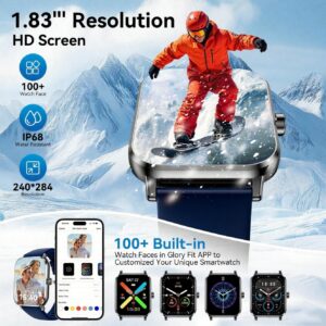 Smart Watch for Men Women, 1.83″ HD Touchsreen, Bluetooth Calling, 5 ATM Water-Resistance, 130+ Sports Modes, Health, Fitness & Sleep Tracker, Timer, Fitness Watch for Android/iOS, Blue