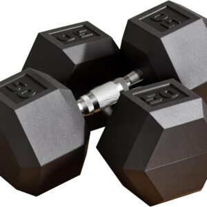 Soozier Hex Dumbbell Set of 2, Rubber Weights Exercise Fitness Dumbbell with Non-Slip Handles, Anti-roll, for Women or Men Home Gym Workout