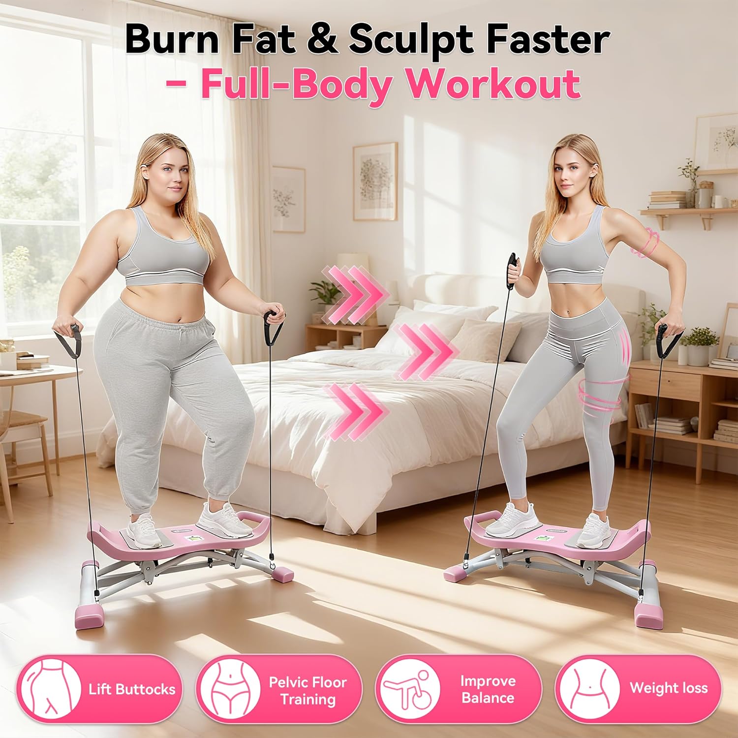 EPHESPORT Upgraded Slide Steppers for Exercise at Home, Balance Board, Wobble Board with Resistance Bands, Portable Ski Balancing Machine Featuring LCD Monitor, Full Body Cardio Workout Equipment - Image 2