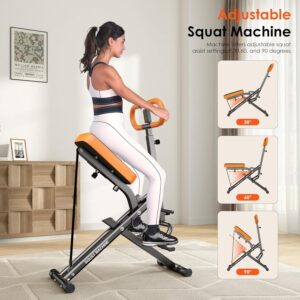 soges Squat Machine for Home, Squat Assist Trainer with Adjustable Resistance, Foldable Rowing Machine, LCD Display, Exercise Assisted Trainer for Glutes Legs Workout