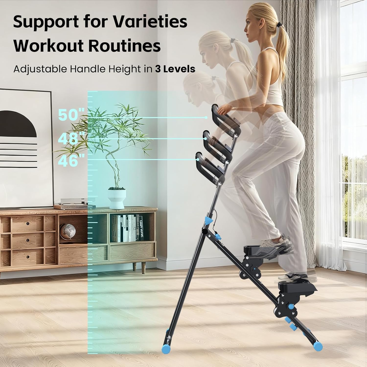 Stair Stepper for Home, Stair Master for Exercise at Home Folding Stair Stepper for Full-Body Workout Compact Stair Climber with Resistance//Phone Holder/Adjustable Handlebar & Pedals - Image 3