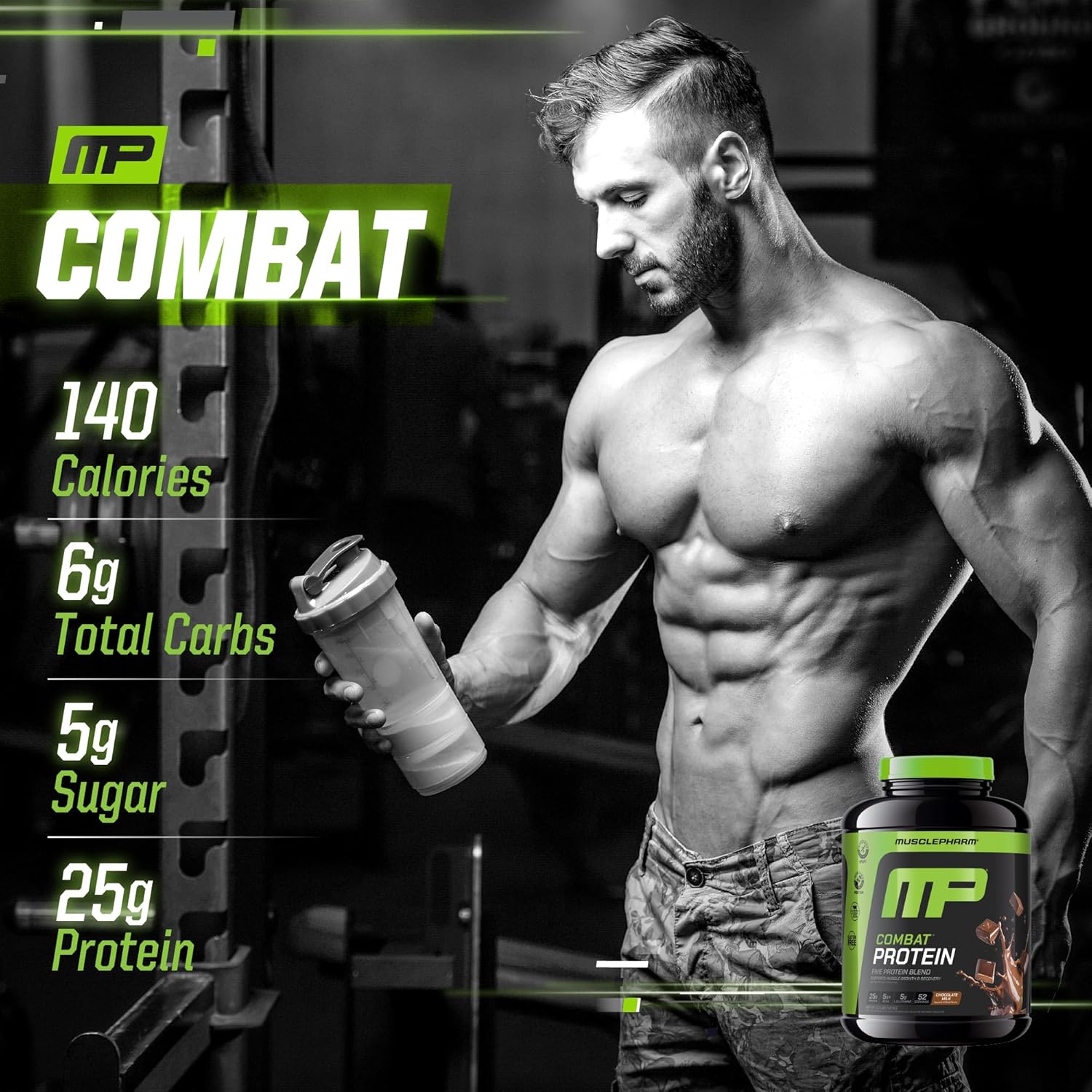 Muscle Pharm Combat Protein Powder for Muscle Growth and Intense Workouts - Gluten-Free with 5 Protein Sources Including Whey Protein Isolate & Egg Albumin, 4 lb, 52 Servings, Chocolate Milk Flavor - Image 5