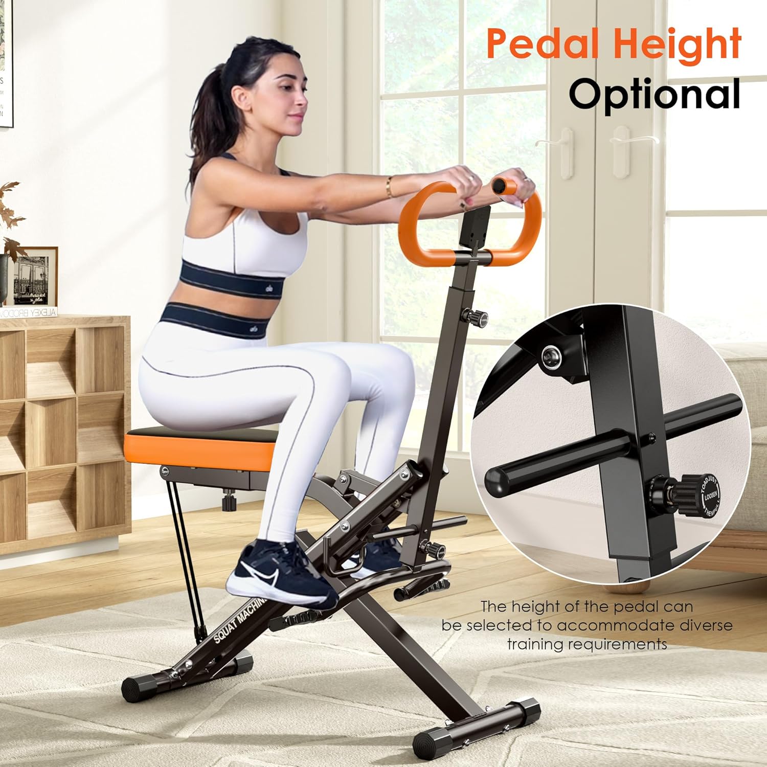 soges Squat Machine for Home, Squat Assist Trainer with Adjustable Resistance, Foldable Rowing Machine, LCD Display, Exercise Assisted Trainer for Glutes Legs Workout - Image 4