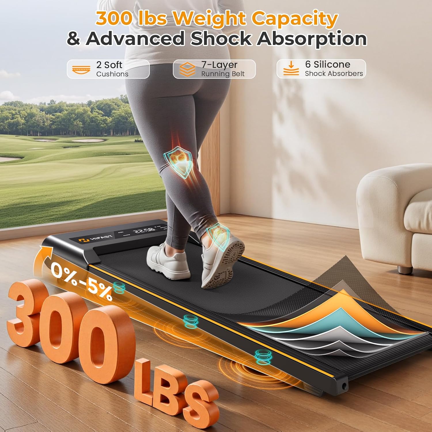 Walking Pad with Incline, Under Desk Treadmill for Home, 2.5 HP Portable Treadmills with Incline, Compact Treadmill Small Running Pad with LED Display, Remote Control - Image 9