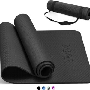 CAMBIVO Yoga Mat for Women Men Kids, 1/3 & 1/4 & 2/5 Inch Extra Thick Yoga Mat Non Slip, 72″ x 24″ TPE Yoga Mats, Workout Mat with Carrying Strap for Yoga, Pilates and Floor Exercises