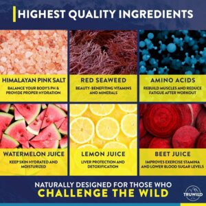 TruWild Hydrate Electrolyte + Amino Acids Drink Mix Powder, Clean Post Workout Recovery & Immune Supplement, Vitamin C, Zinc & Magnesium Support, Vegan (20 Servings (Pack of 1), Strawberry Lime)