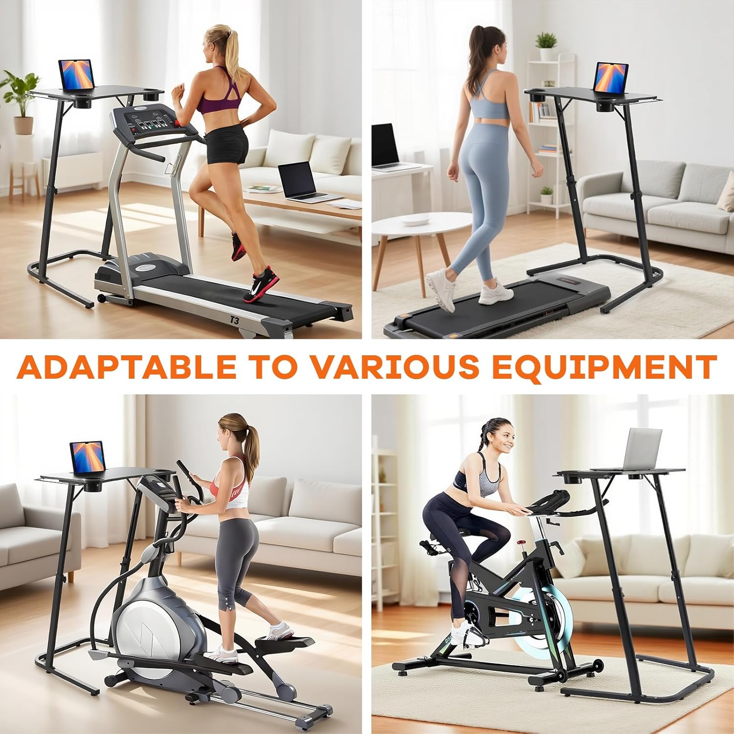 Treadmill Desk, Small Standing Desk for Walking Pad, 30-47 Inch Adjustable Height Walking Pad Stand for Treadmill, Portable Standing Table for Bike and Home Office Work - Black - Image 7