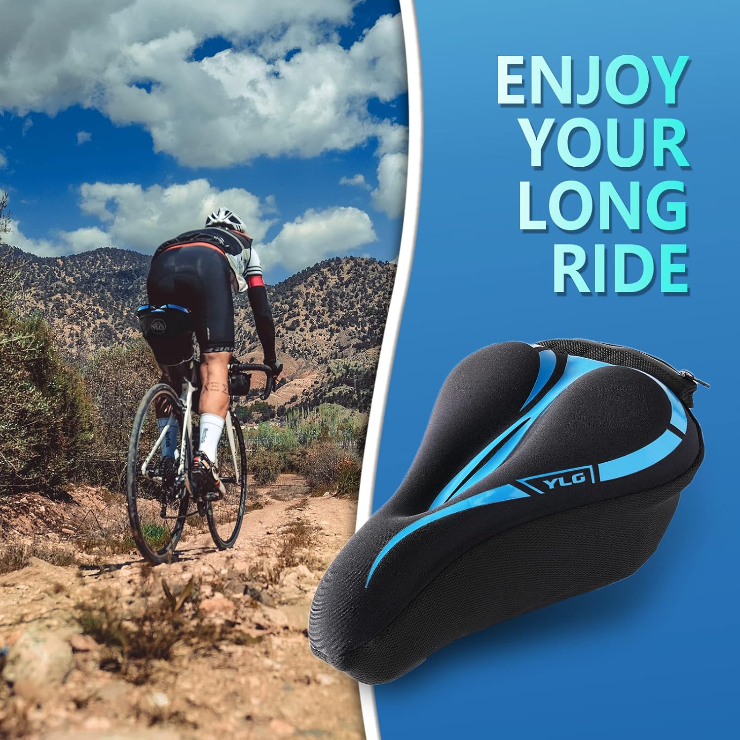 YLG Bike Seat Cover, Memory Foam & Gel Bike Seat Cushion Cover for Men Women, Comfortable Bicycle Seat Cover for Peloton/Fixed/Cruiser/Indoor/Outdoor Bike seat with Waterproof Cover - Image 7