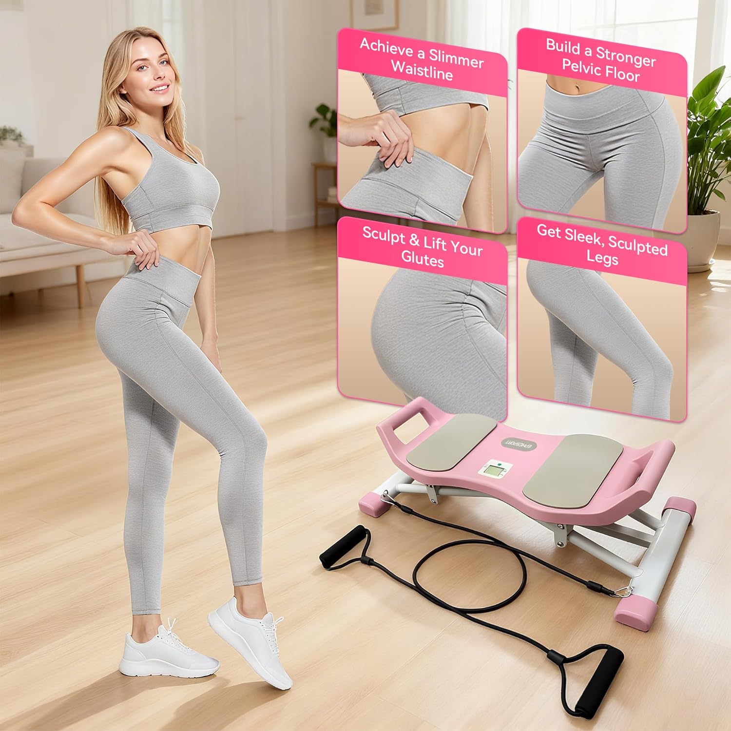 EPHESPORT Upgraded Slide Steppers for Exercise at Home, Balance Board, Wobble Board with Resistance Bands, Portable Ski Balancing Machine Featuring LCD Monitor, Full Body Cardio Workout Equipment - Image 4