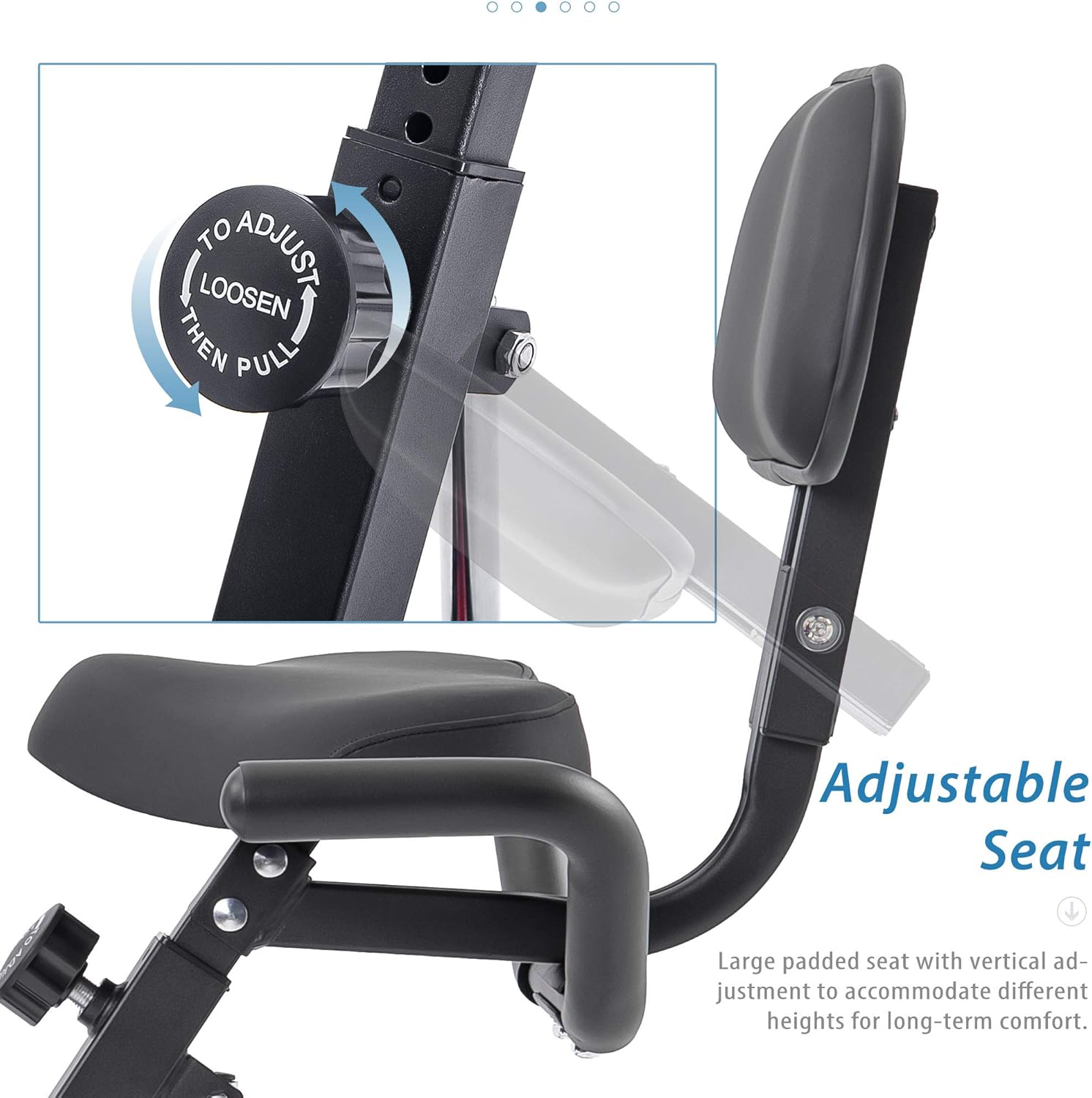 Exercise Bike, Folding Exercise Bike for 330LB Capacity, Fitness Upright and Recumbent X-Bike with 10-Level Adjustable Resistance, Back Support Cushion for Home Gym Workout - Image 7