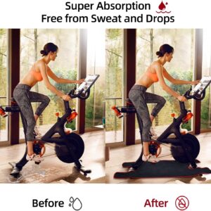 Exercise Bike Sweat Towel Mat, Super Absorbent Spin Bike Sweat Guard, Anti Slip & Machine Washable Mat Compatible with Peloton Bike, Peloton Accessories Black/Red