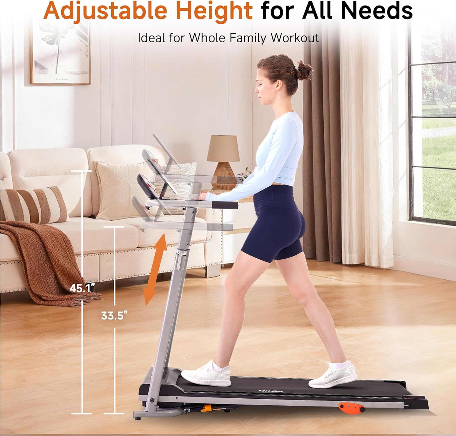 Desk Treadmill, Walking Pad Treadmill with Removable Desk Workstation, Adjustable Hight Foldable Compact Treadmills with Incline & 15 Preset Programs 300 Lbs Capacity for Home Office - Image 3