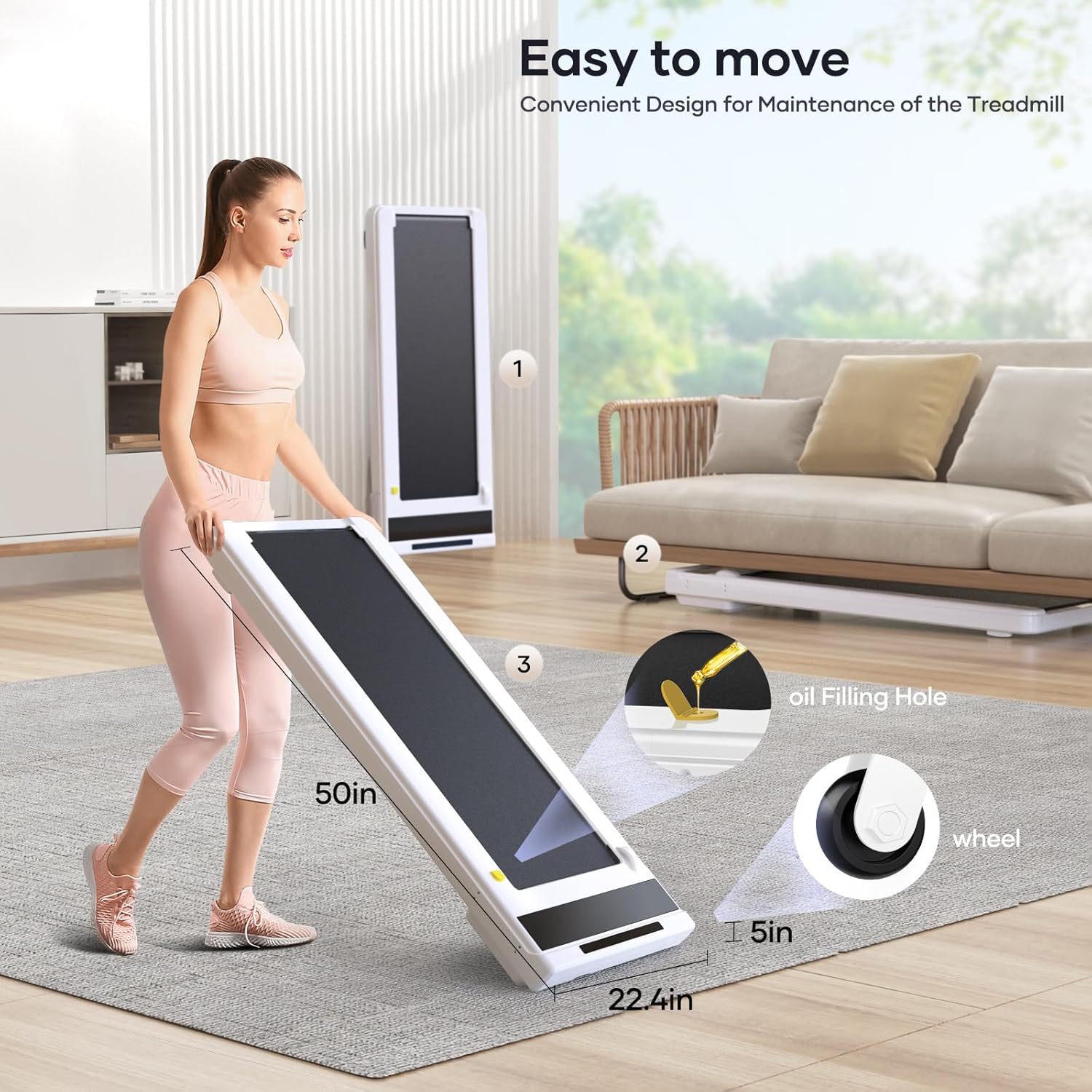 Walking Pad with Incline, Under Desk Treadmill, Portable Treadmills for Home/Office, Walking Jogging Running Machine 300 lbs Capacity with LED Display, Remote Control/App Control - Image 8