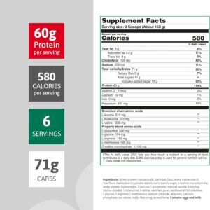 Protein Powder for Muscle Gain 60g Protein, 1100mg Creatine, BCAAs, Amino Acid Blend & Glutamine – 3 Scoops (150g) – Vanilla Flavor, 900g – Non-GMO – High Protein Supplement – 6 Servings – Barbarus