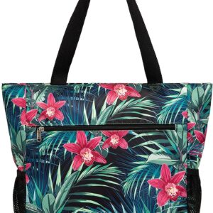 ETidy Large Capacity Foldable Tote Bag With Zipper Water-resistant SandproofWomen Beach Bag Handbag GymBag Travel ShoppingBag