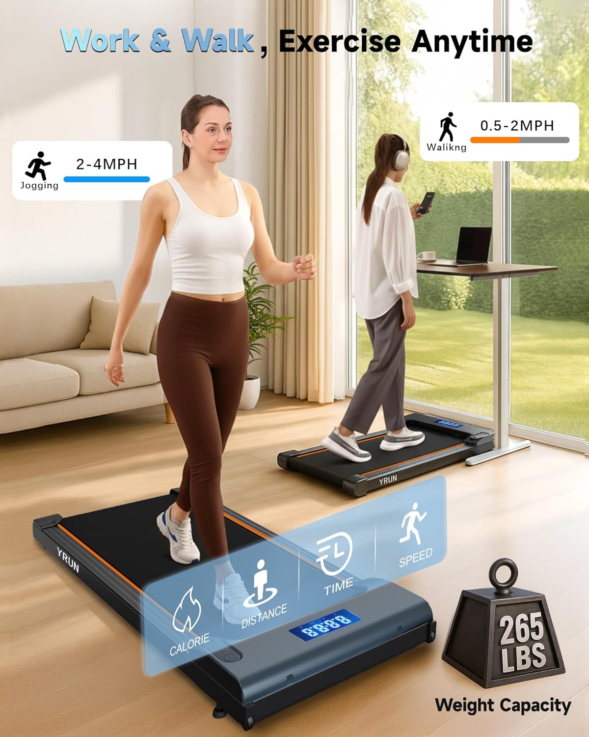 YRUN NeoSilent Walking Pad Under Desk Treadmill for Home with BLDC Core and Extra-Large Belt, App and Remote Control, Portable and Compact for Small Space - Image 6