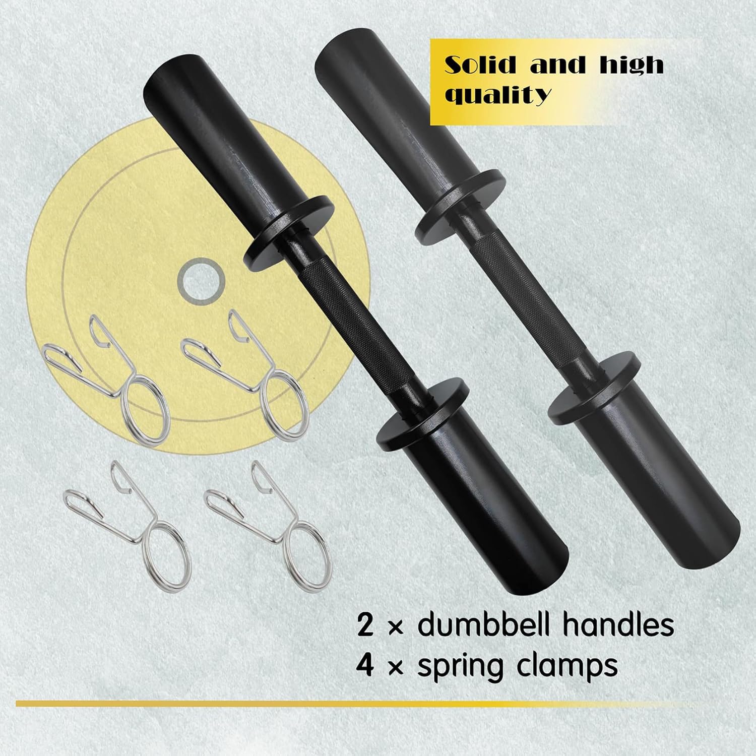 16" Olympic Dumbbell Handles, Loadable Dumbbells Bar Sets (150LBS Weight Capacity), Compatible with 2’’ Standard Plates, 2 Pair of Spring Collars Included - Image 6