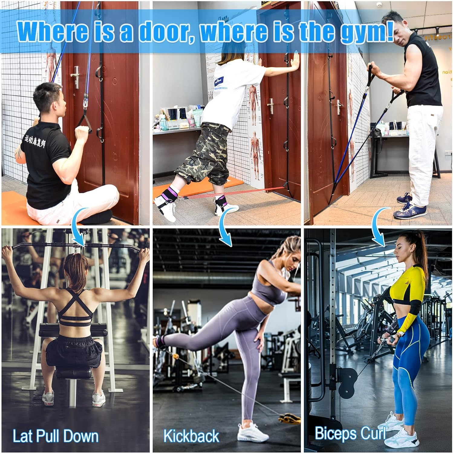 Brebebe Door Anchor Strap for Resistance Bands Exercises, Multi Point Anchor Gym Attachment for Home Fitness, Portable Door Band Resistance Workout Equipment, Easy to Install, Punch-Free, Nail-Free - Image 2