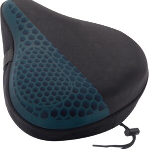 Zacro Wide Bike Seat Cushion – Honeycomb Gel Bike Seat Cover for Men & Women Comfort, Extra Soft Padding Bicycle Saddle fit for Peloton, Spin Stationary Exercise, Mountain Road Cycling Bike