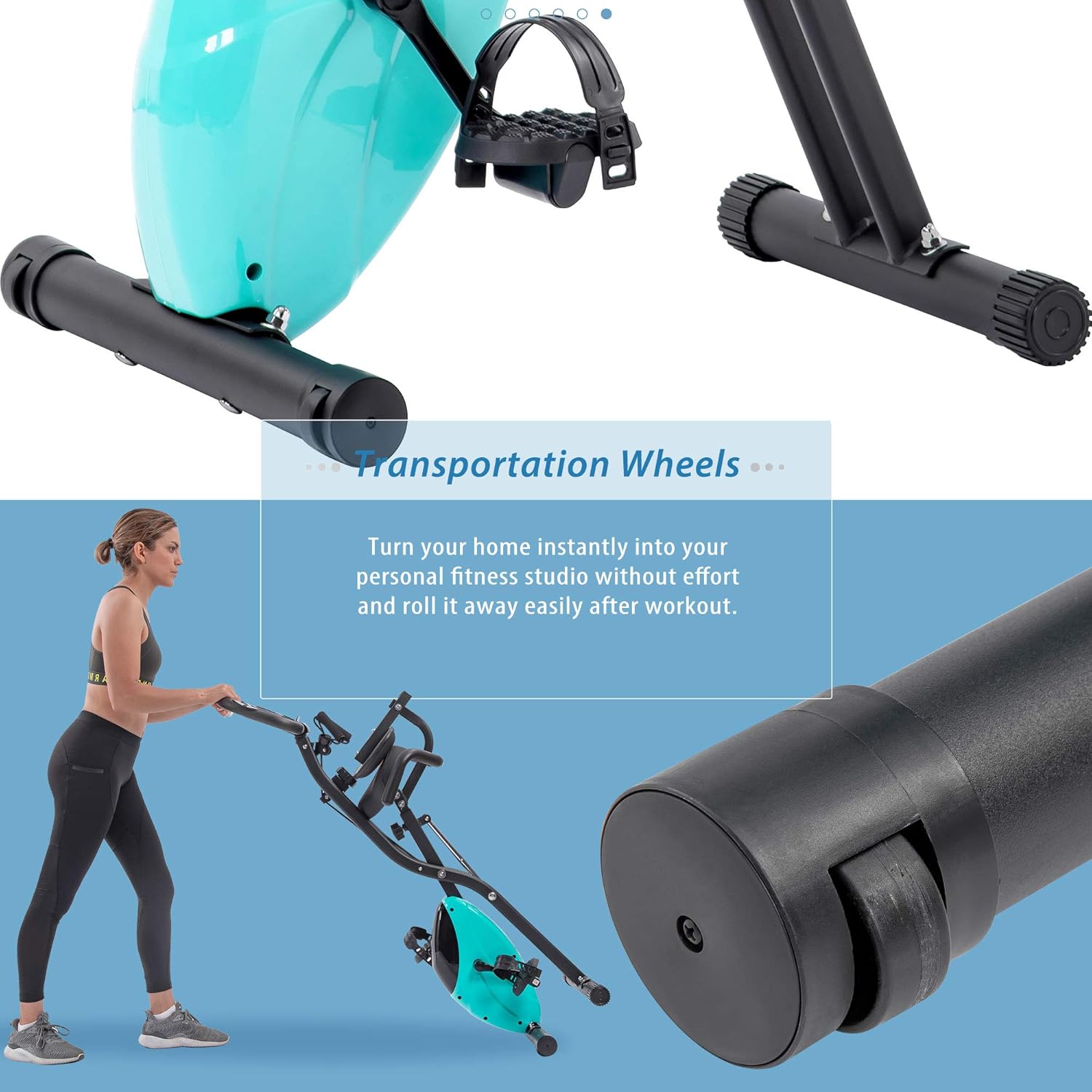 Exercise Bike, Folding Exercise Bike for 330LB Capacity, Fitness Upright and Recumbent X-Bike with 10-Level Adjustable Resistance, Back Support Cushion for Home Gym Workout - Image 8