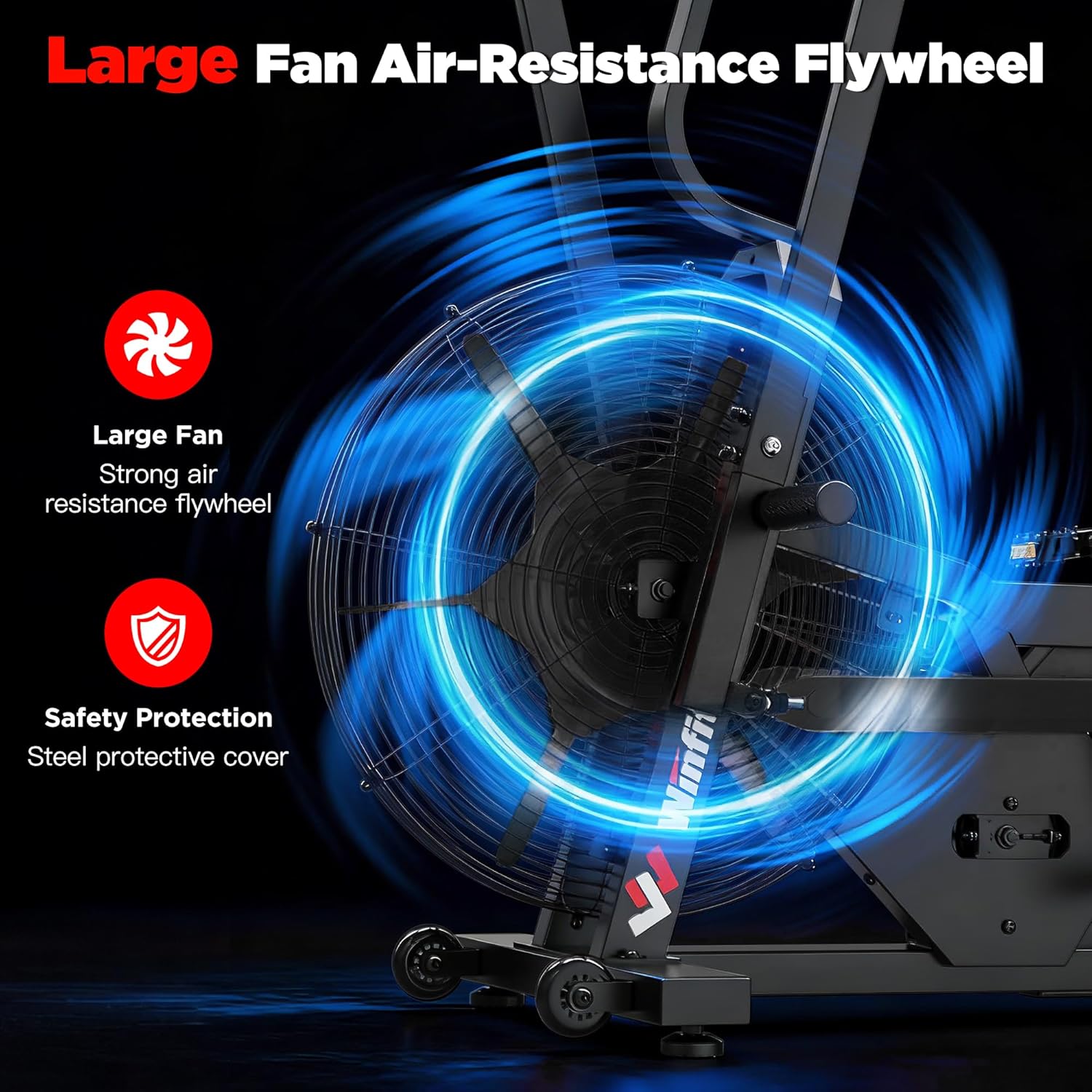 Air Bike,Air-Resistance Exercise Fan Bike With Dual Acction Handlebars for Home Cardio Workout,Adjustable Indoor Cycling Bike,330lb Weight Capacity APP Connection Customizable Monitor - Image 2