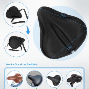 Bike Seat Cushion, Gel Seats Cover, Bicycle Covers, Bike Seat Cushion for Women Men Comfort Compatible, Suitable for Outdoor and Indoor (11×10 inch)