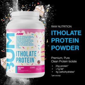 RAW Whey Isolate Protein Powder, Birthday Cake (CBUM Itholate Protein) – 100% Grass-Fed Sports Nutrition Powder for Muscle Growth & Recovery – Low-Fat, Low Carb – 25 Servings