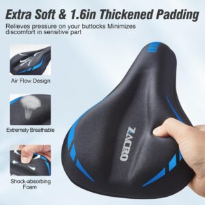 Zacro Bike Seat Cushion – Gel Padded Bike Seat Cover for Men & Women Comfort, Adjustable Velco Secure Bicycle Cushion Saddle, Fit with Peloton Bicycle