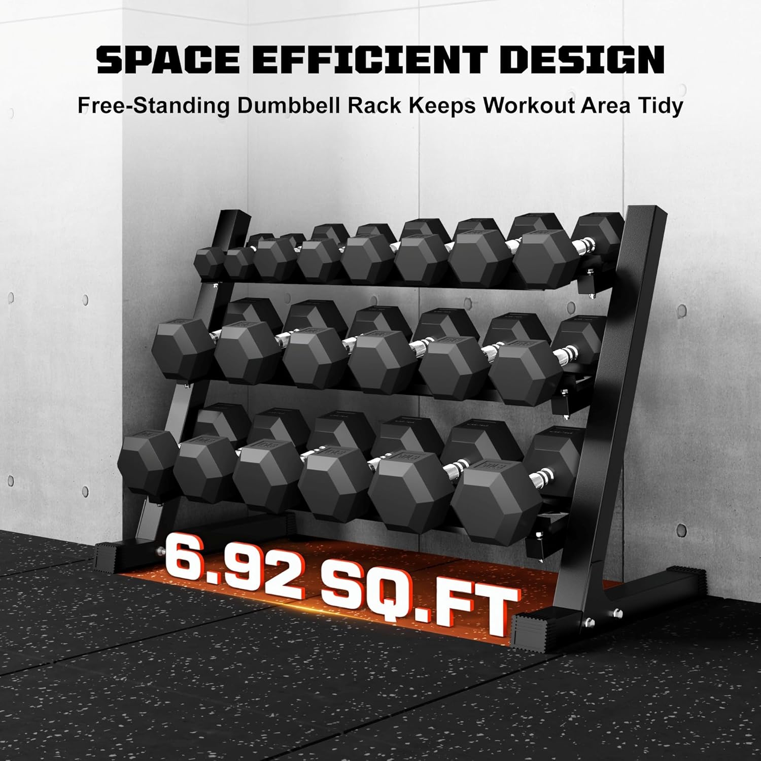 Dumbbell Sets with Rack, Rubber Hex Dumbbells, 160/220/280/360/450/550LBS, Hand Weights with Chrome Handle for Strength Training - Image 4