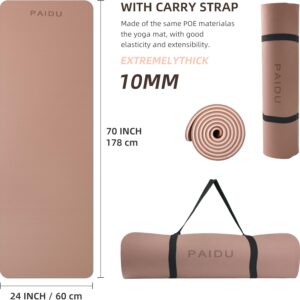 Yoga Mat Non Slip Anti-tear,extra thick-2/5 inch（10MM）High Resiliency Professional POE Yoga Mats for Women Men Kids,72″x24″inch,Workout, Yoga, Pilates and Floor Exercise, with Carrier Strap