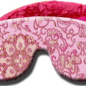 Opulence Weighted Yoga Eye Mask – Handmade Relaxation Pillow for Meditation & Savasana – Lavender Scented or Unscented, Flaxseed Filled, Satin & Velvet with Adjustable Strap