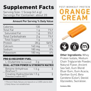Kaged Post Workout Protein Powder | Re-Kaged | 28g Whey Protein with Creatine, Glutamine & Betaine for Muscle Growth & Recovery | Low Sugar | 20 Servings | Orange Cream