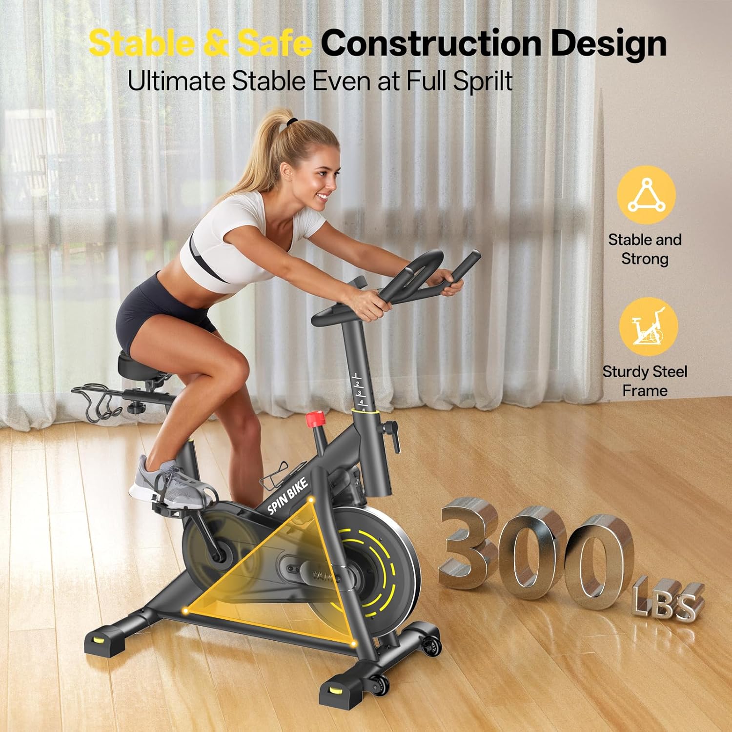 YAMO Exercise Bike, Upgraded Stationary Bikes for Home Cardio with App Compatible, Adjustable Quiet Magnetic Resistance Indoor Cycling Bike 300 LBS Capacity Comfortable Seat Cushion & Tablet Mount - Image 5