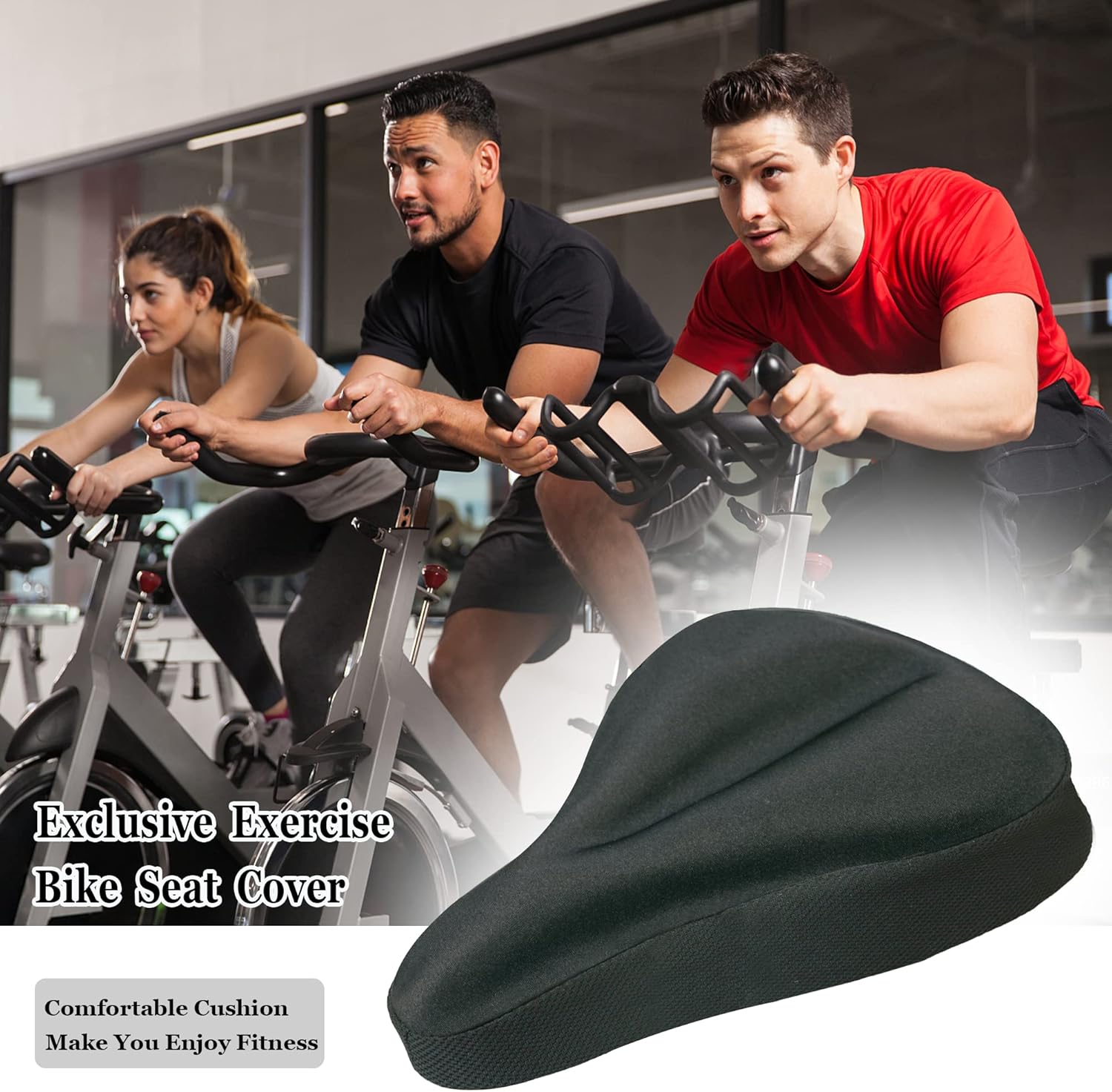 Gel Bike Seat Cover Padded Bicycle Saddle Covers for Women & Men, Most Comfortable Exercise Bike Seat Cushion Cover, Soft for Spin Indoor Outdoor Cycling Class Mountain Stationary Bikes - Image 2