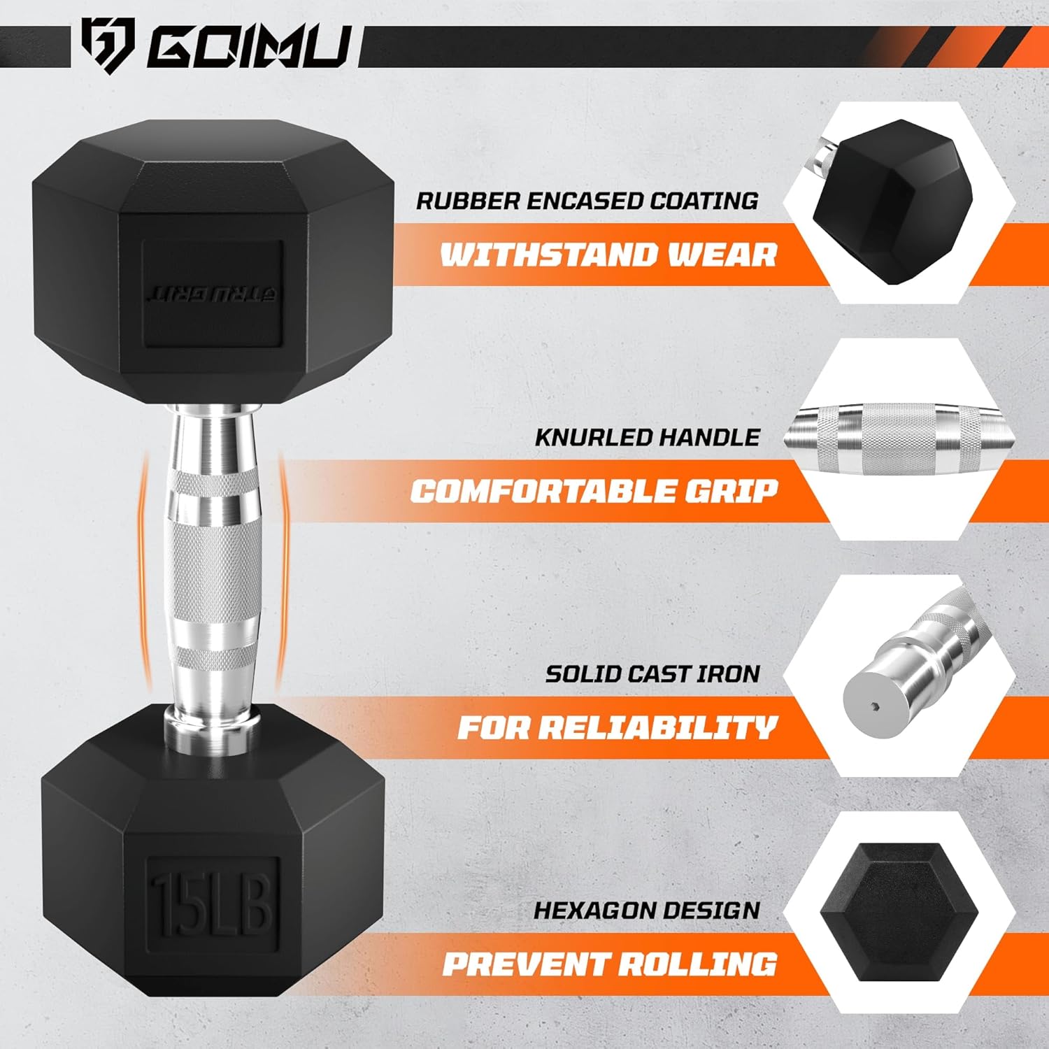 Dumbbell Sets with Rack, Rubber Hex Dumbbells, 160/220/280/360/450/550LBS, Hand Weights with Chrome Handle for Strength Training - Image 3