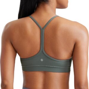 CRZ YOGA Butterluxe Y Back Sports Bras for Women – Padded Racerback Low Impact Spaghetti Thin Strap Workout Yoga Top