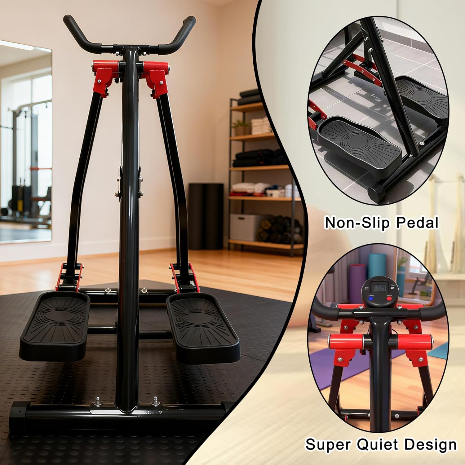 KINMAC Air Walking Elliptical Exercise Machine - Foldable Low-Impact Cardio Trainer with LCD Monitor, Extended Stride & Non-Slip Pedals for Home Gym - Image 5