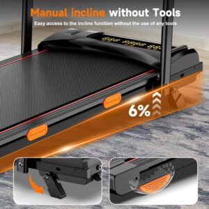 6% Incline Walking Pad with Handle Bar,Compact and Foldable Treadmill for Home and Office,2.5 HP Quiet Under Desk Treadmill with 300lbs Capacity,Big Led Display and Double Deck Cushioning