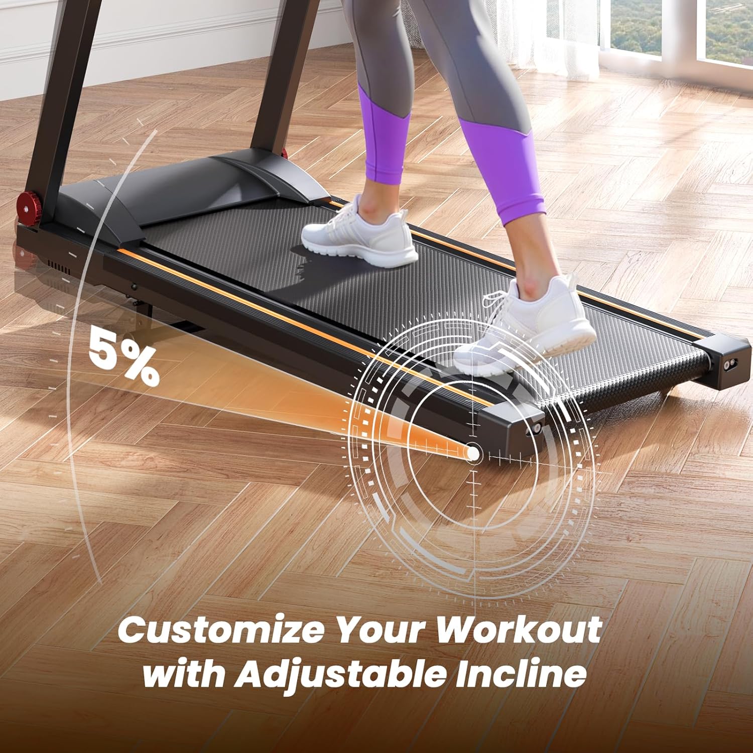Treadmills for Home, 4-in-1 Foldable Treadmill with Incline, 300 LBS Capacity Running Treadmills for Home Small Spaces with Handles, 3.0 HP Folding Treadmill with Smart APP - Image 4