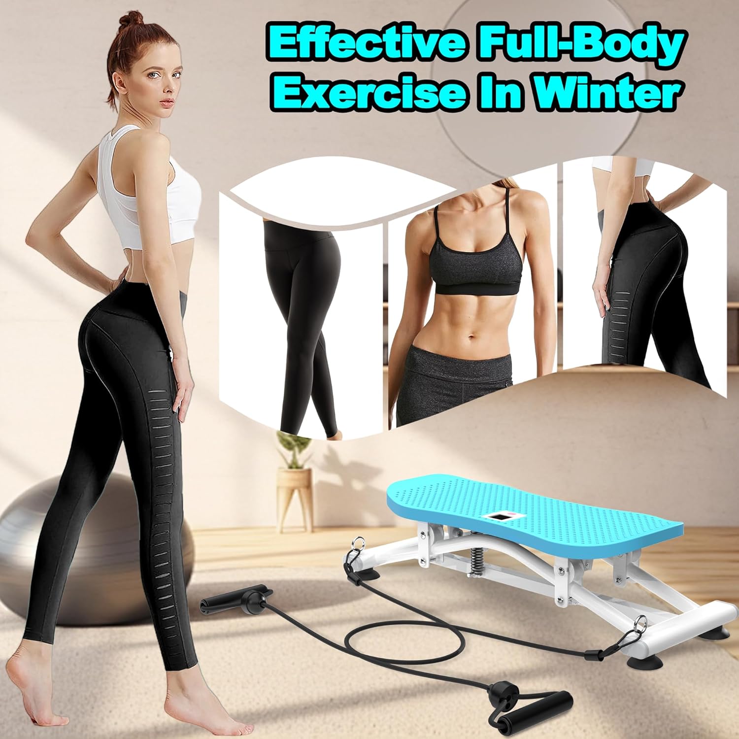 KINMAC Indoor Ski Simulator with Resistance Bands - Balance Board Home Gym Sliding Machine for Full-Body Cardio, Non-Slip Base, Core & Leg Workout Trainer - Image 2