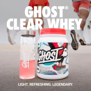 GHOST Clear Whey Isolate Protein Powder, Strawberry Watermelon – 1.57 LB Tub, 25G of Whey Protein – Post Workout Drink for Muscle Gain & Recovery – Sugar Free, Soy Free & Zero Fat, 20 Servings