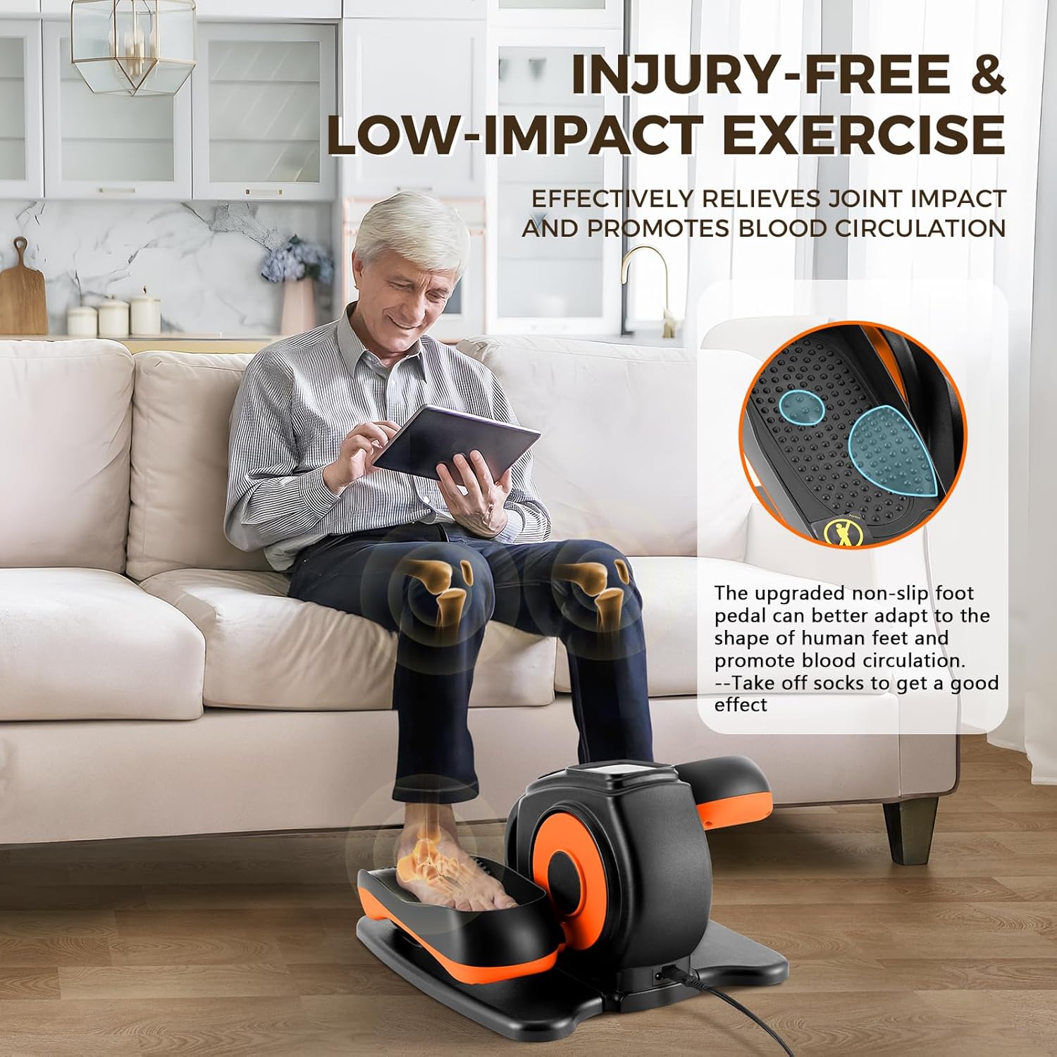 Under Desk Elliptical Machine, Electric Leg Exerciser for Seniors, Compact Seated Pedal Exerciser, Portable Elliptical Trainer with Remote and Non-Slip Pedals for Teens Adults - Image 6
