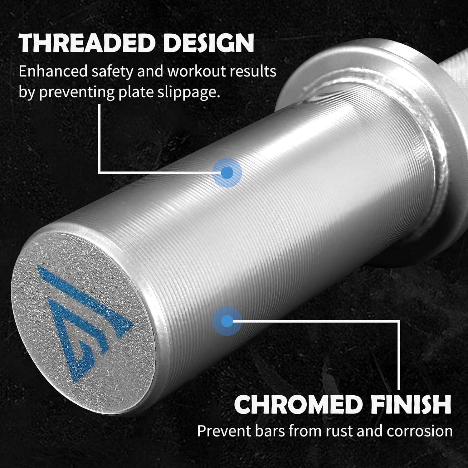 16" Olympic Dumbbell Handle, Dumbbell Bar for 2-inch Olympic Weight Plates, Loadable Dumbbells for Home Gym Strength Training, 2 Pair of Spring Collars Included - Image 4
